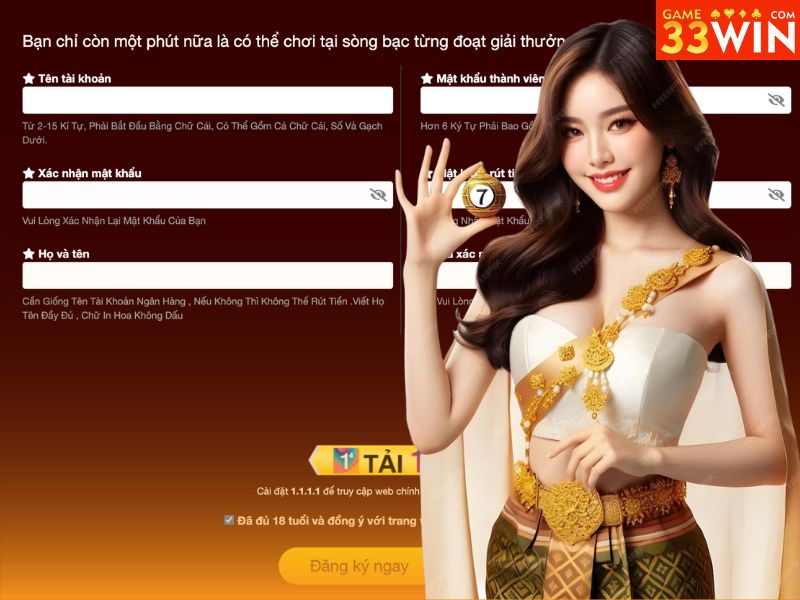 Quy trình Đăng ký tài khoản 33WIN chuẩn xác